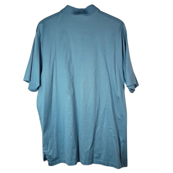 Peter Millar Golf Polo Shirt Blue XL Short Sleeve 3 Buttons Striped 100% Cotton - Picture 4 of 7